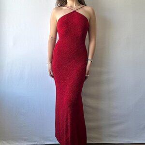 Vintage Charlotte Russe Sparkly Red Evening Gown